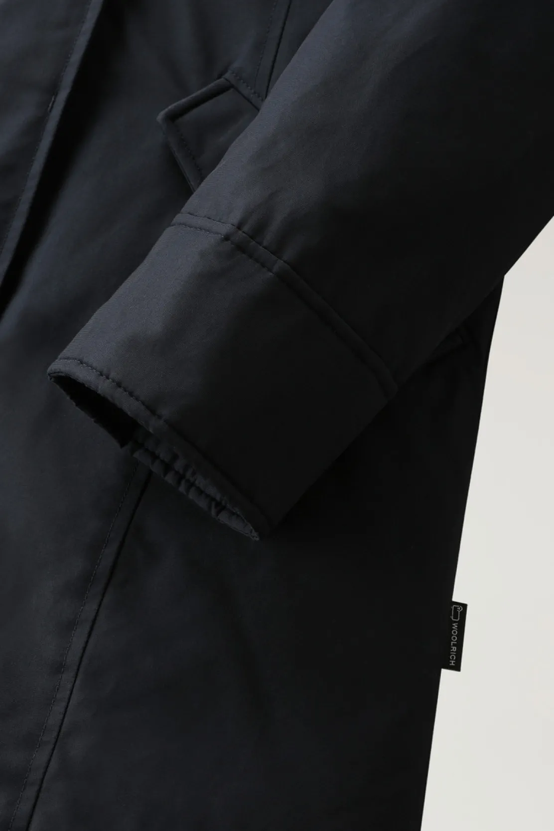 Parka>Woolrich Beaker Parka In Ramar Cloth Con Pelliccia Sintetica Dark Navy