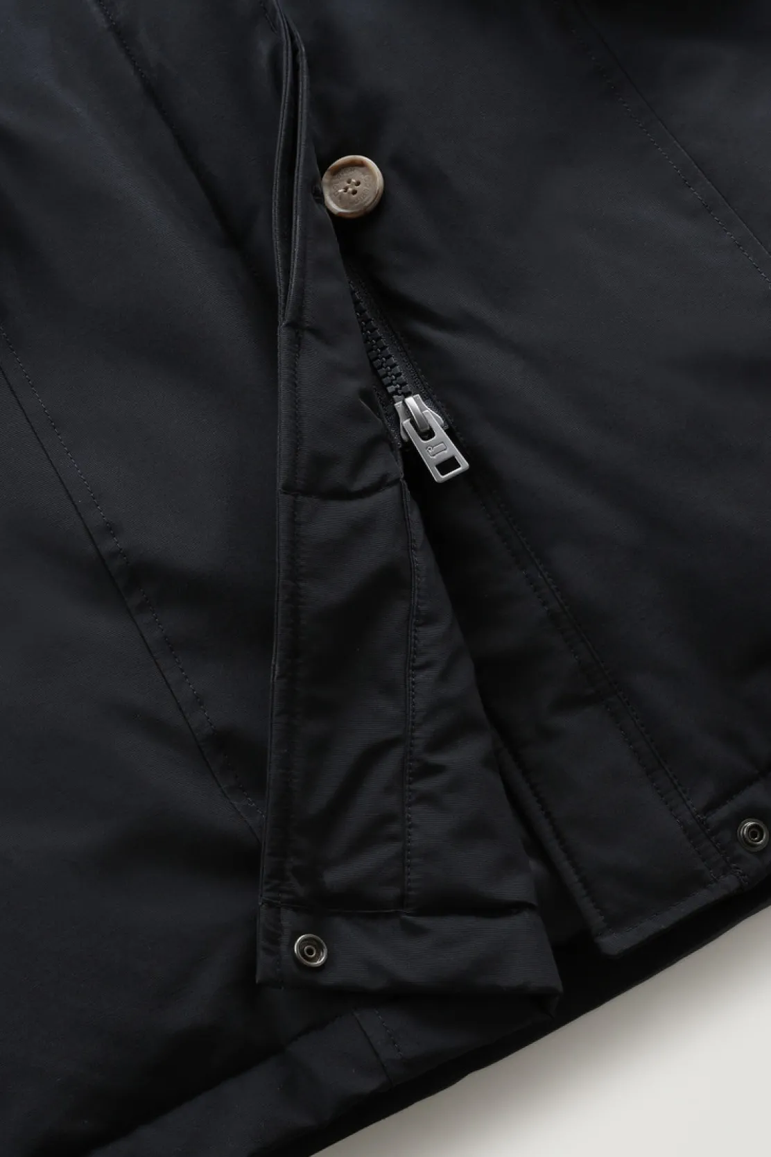 Parka>Woolrich Beaker Parka In Ramar Cloth Con Pelliccia Sintetica Dark Navy