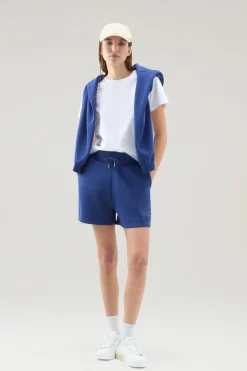 Pantaloni e pantaloncini>Woolrich Bermuda Sportivi In Puro Cotone Felpato Con Coulisse Twilight Blue