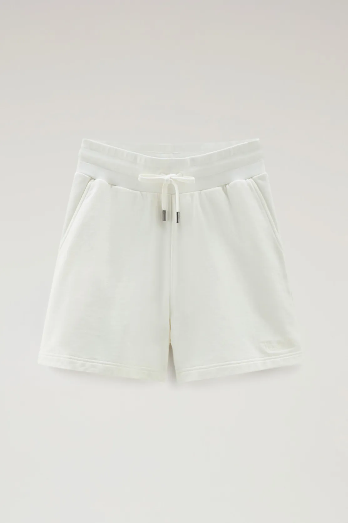 Pantaloni e pantaloncini>Woolrich Bermuda Sportivi In Puro Cotone Felpato Con Coulisse Plaster White