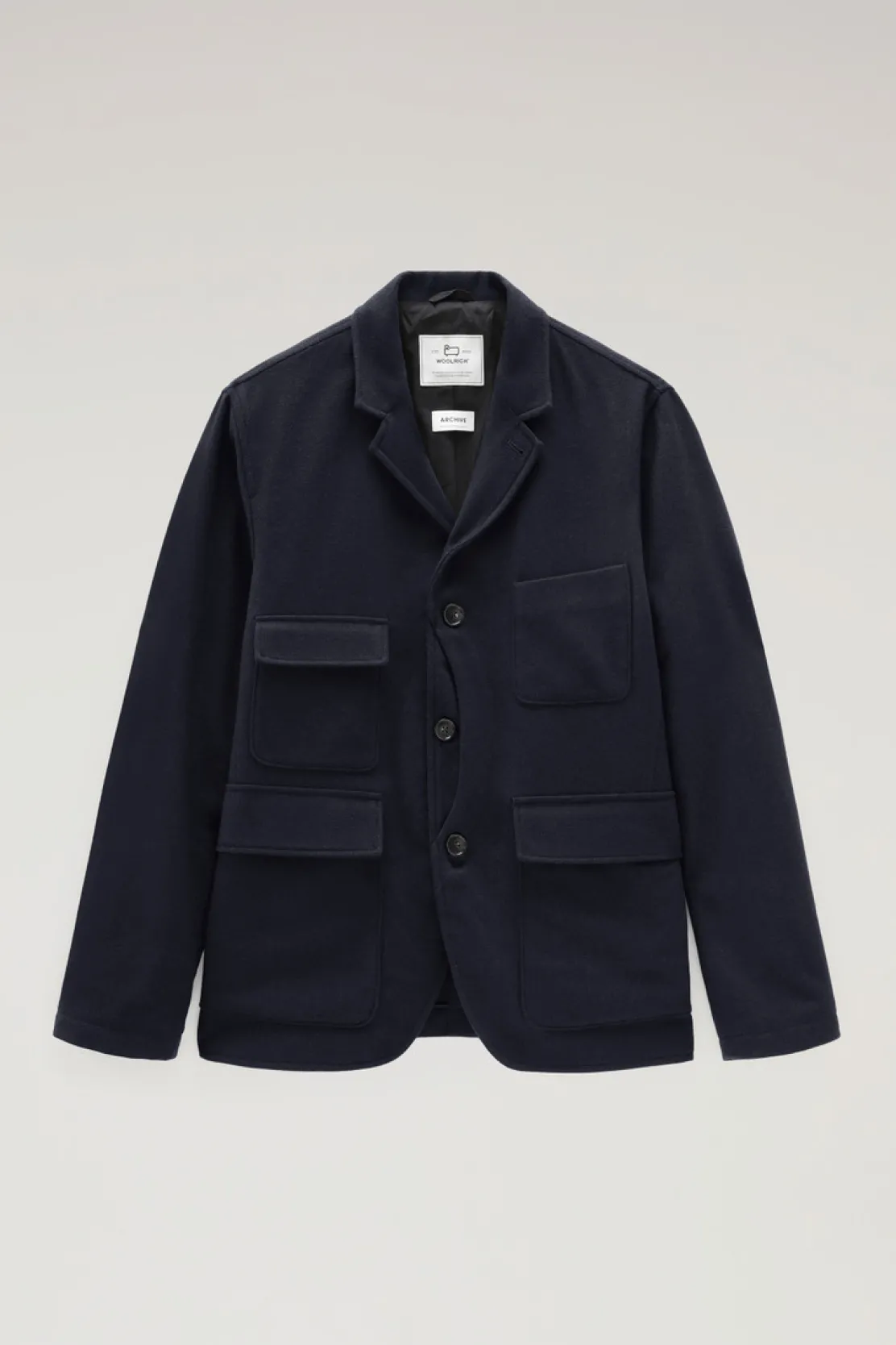 Giacche>Woolrich Blazer Upland In Lana Riciclata Melton Blue