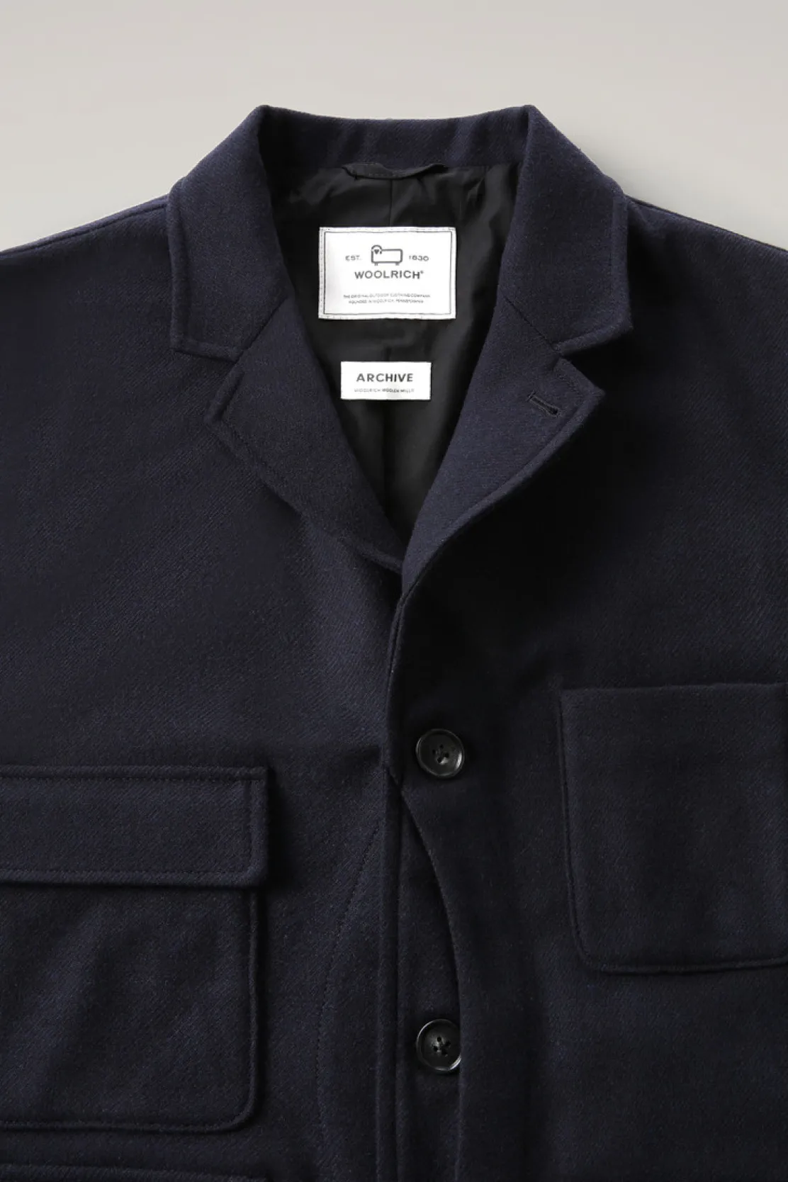 Giacche>Woolrich Blazer Upland In Lana Riciclata Melton Blue
