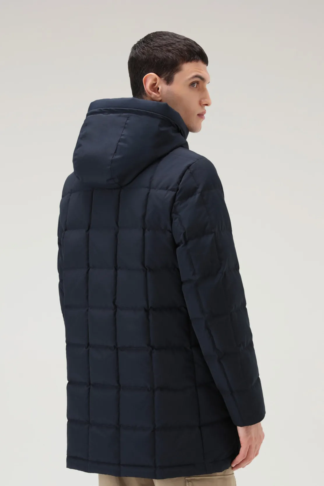 Piumini|Parka>Woolrich Blizzard Parka In Ramar Cloth Trapuntato A Quadri Melton Blue