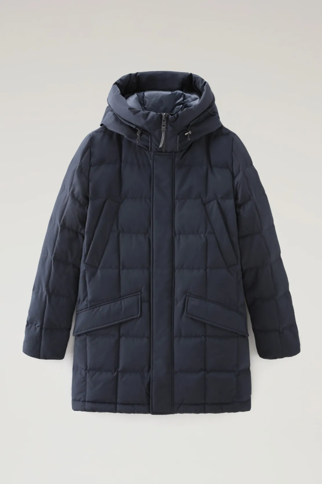 Piumini|Parka>Woolrich Blizzard Parka In Ramar Cloth Trapuntato A Quadri Melton Blue