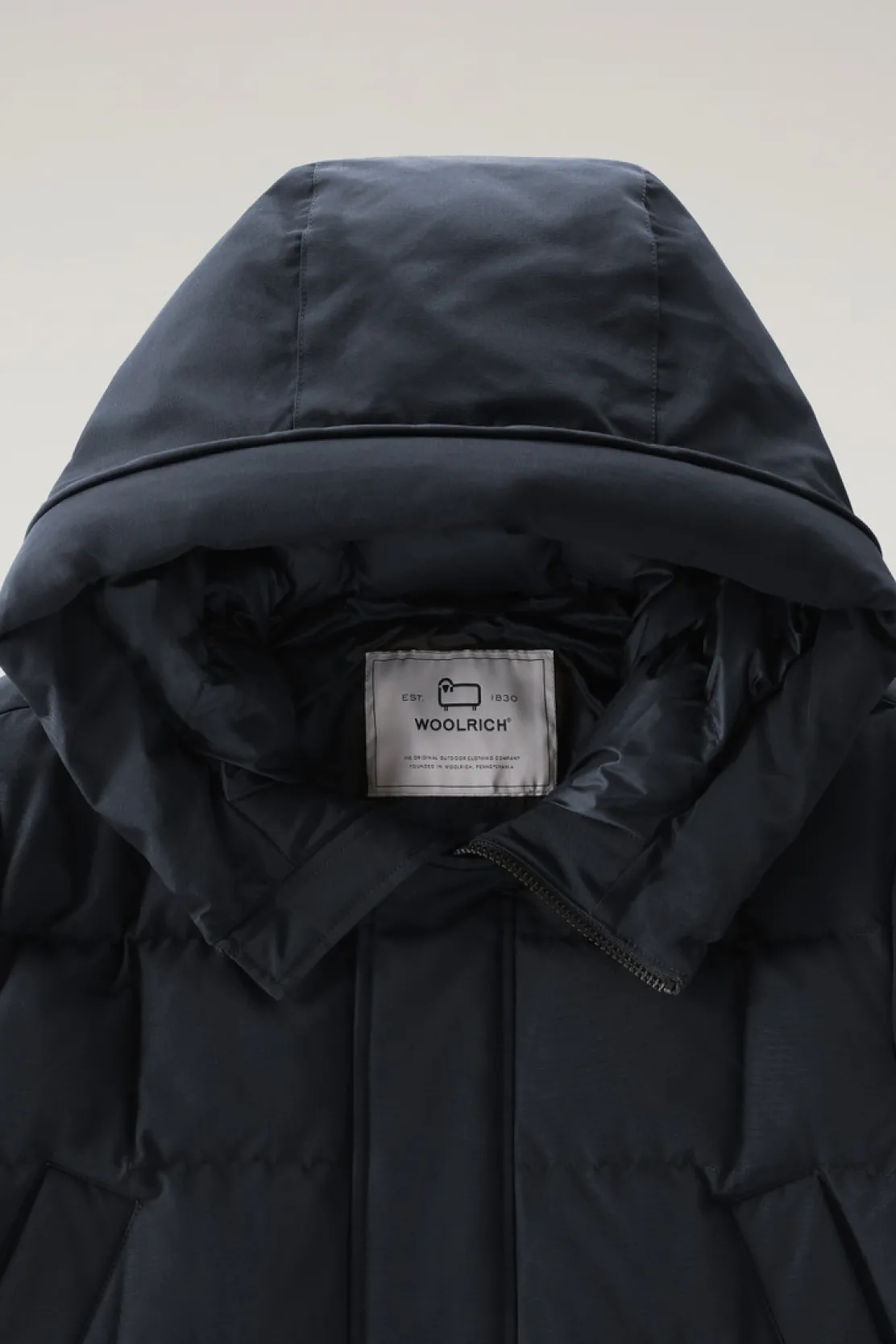 Piumini|Parka>Woolrich Blizzard Parka In Ramar Cloth Trapuntato A Quadri Melton Blue