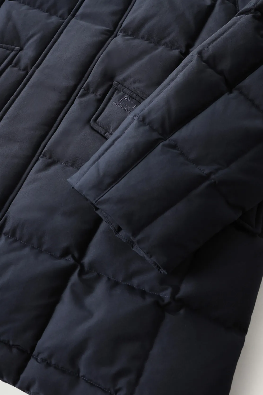 Piumini|Parka>Woolrich Blizzard Parka In Ramar Cloth Trapuntato A Quadri Melton Blue