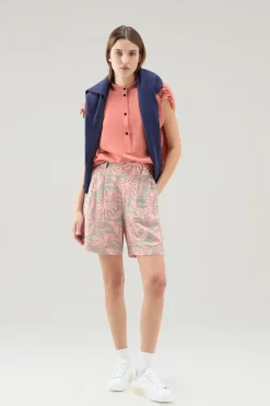 Camicie e giacche a camicia>Woolrich Blusa In Misto Lino Coral Sand