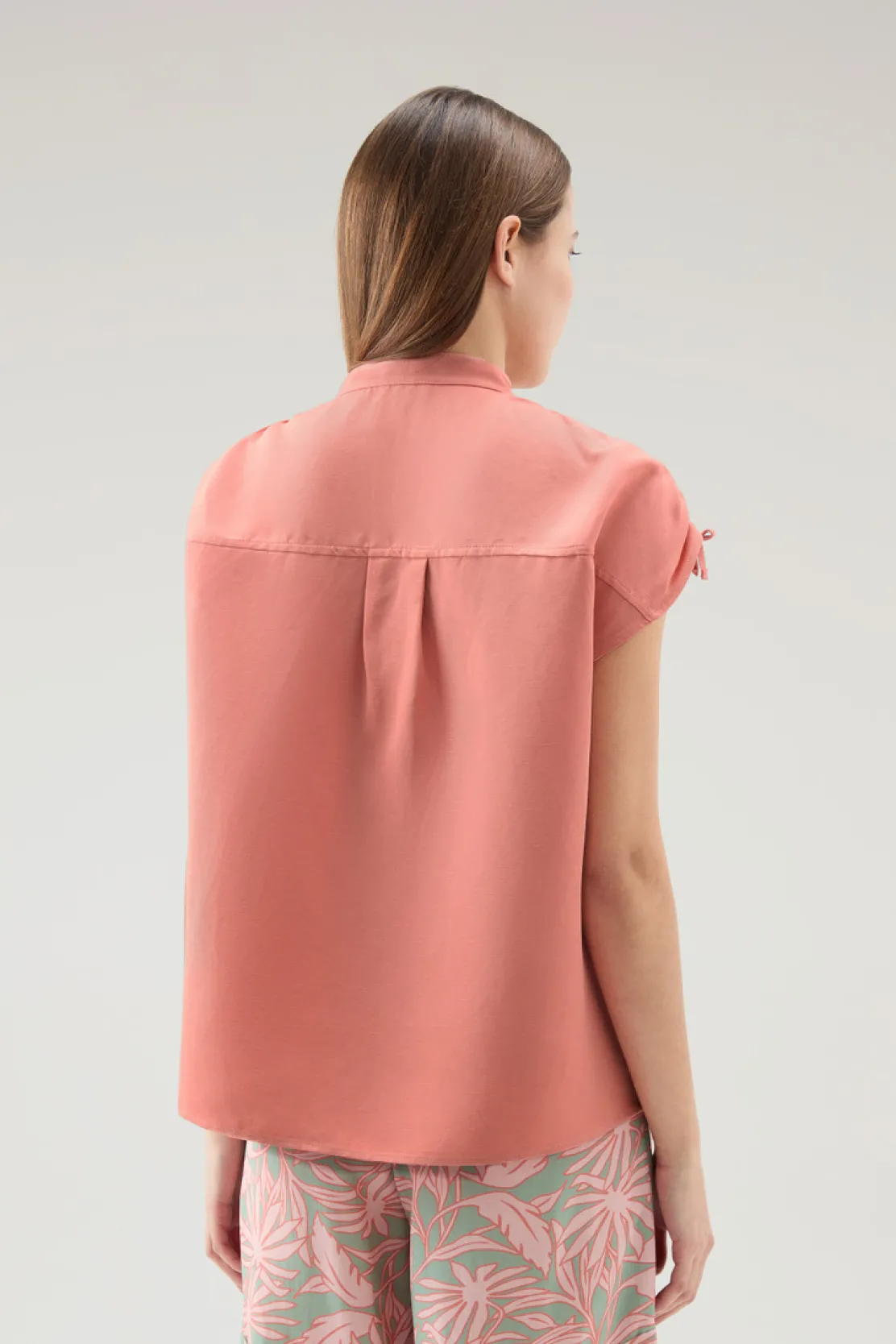 Camicie e giacche a camicia>Woolrich Blusa In Misto Lino Coral Sand