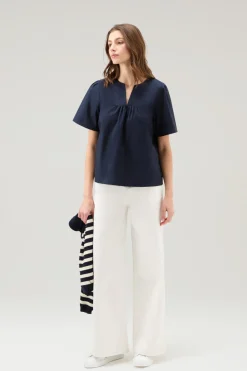 Camicie e giacche a camicia>Woolrich Blusa In Popeline Di Puro Cotone Melton Blue