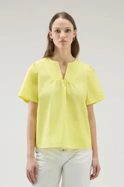 Camicie e giacche a camicia>Woolrich Blusa In Popeline Di Puro Cotone Sunny Lemon