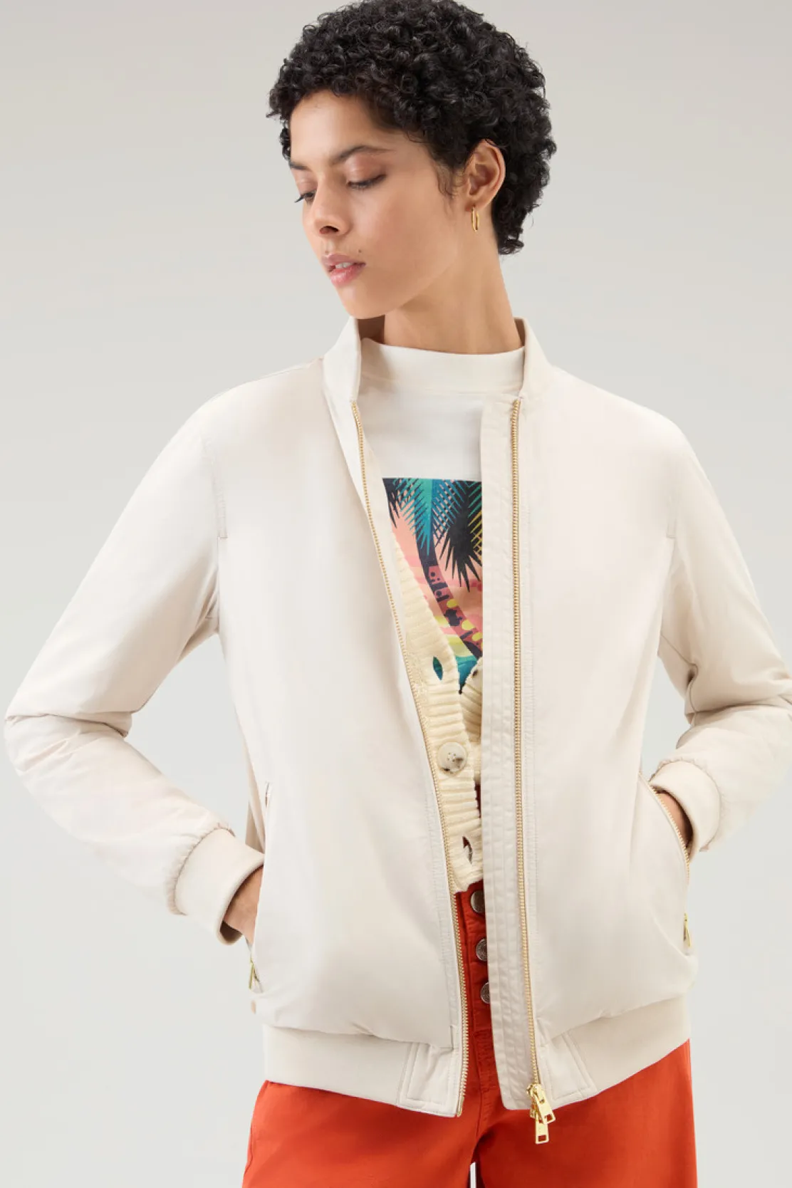 Bomber>Woolrich Bomber Charlotte In Urban Touch Light Oak