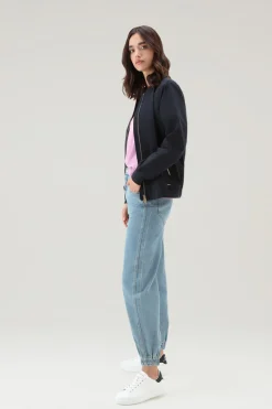 Bomber>Woolrich Bomber Charlotte In Urban Touch Melton Blue