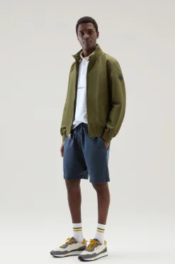 Bomber>Woolrich Bomber Cruiser In Ramar Cloth Con Collo Alto Lake Olive