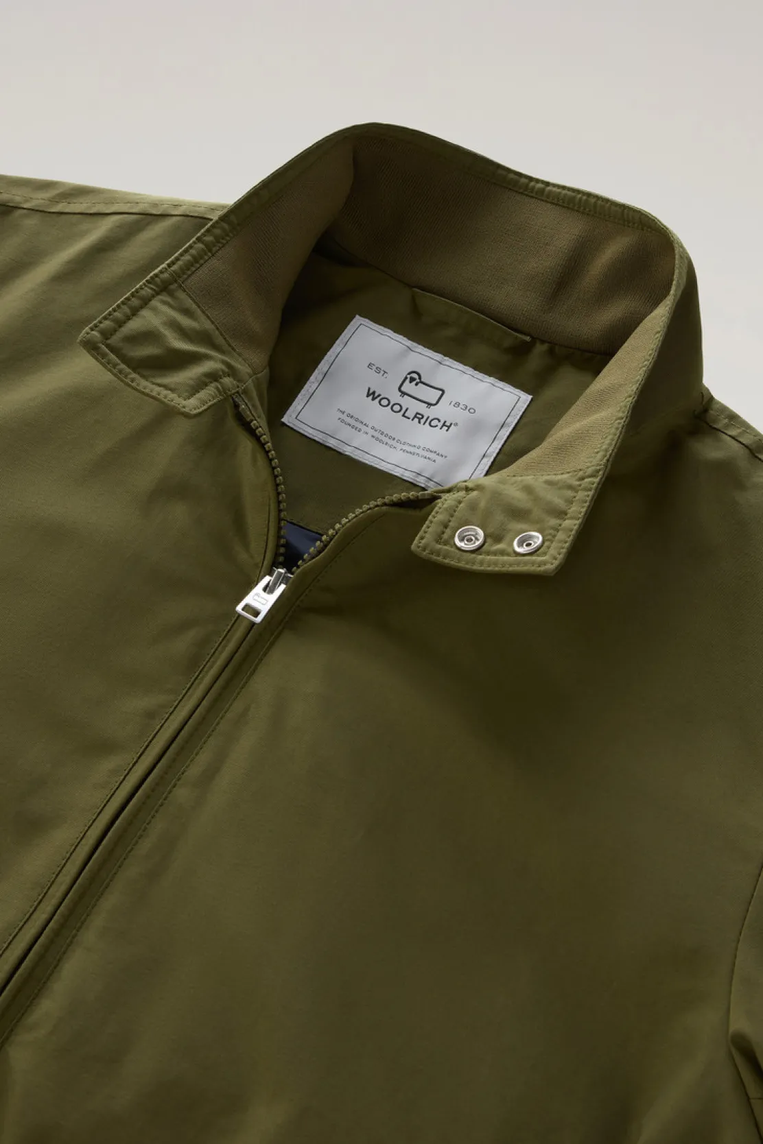 Bomber>Woolrich Bomber Cruiser In Ramar Cloth Con Collo Alto Lake Olive