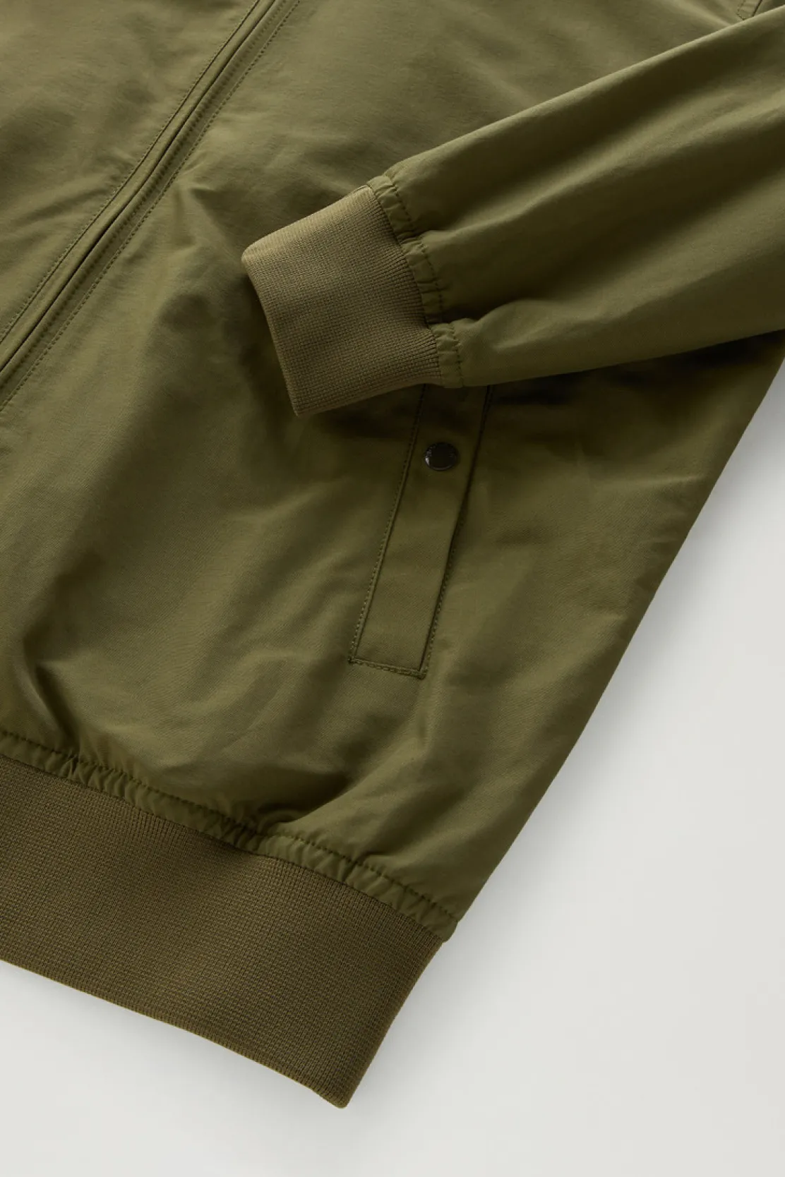 Bomber>Woolrich Bomber Cruiser In Ramar Cloth Con Collo Alto Lake Olive