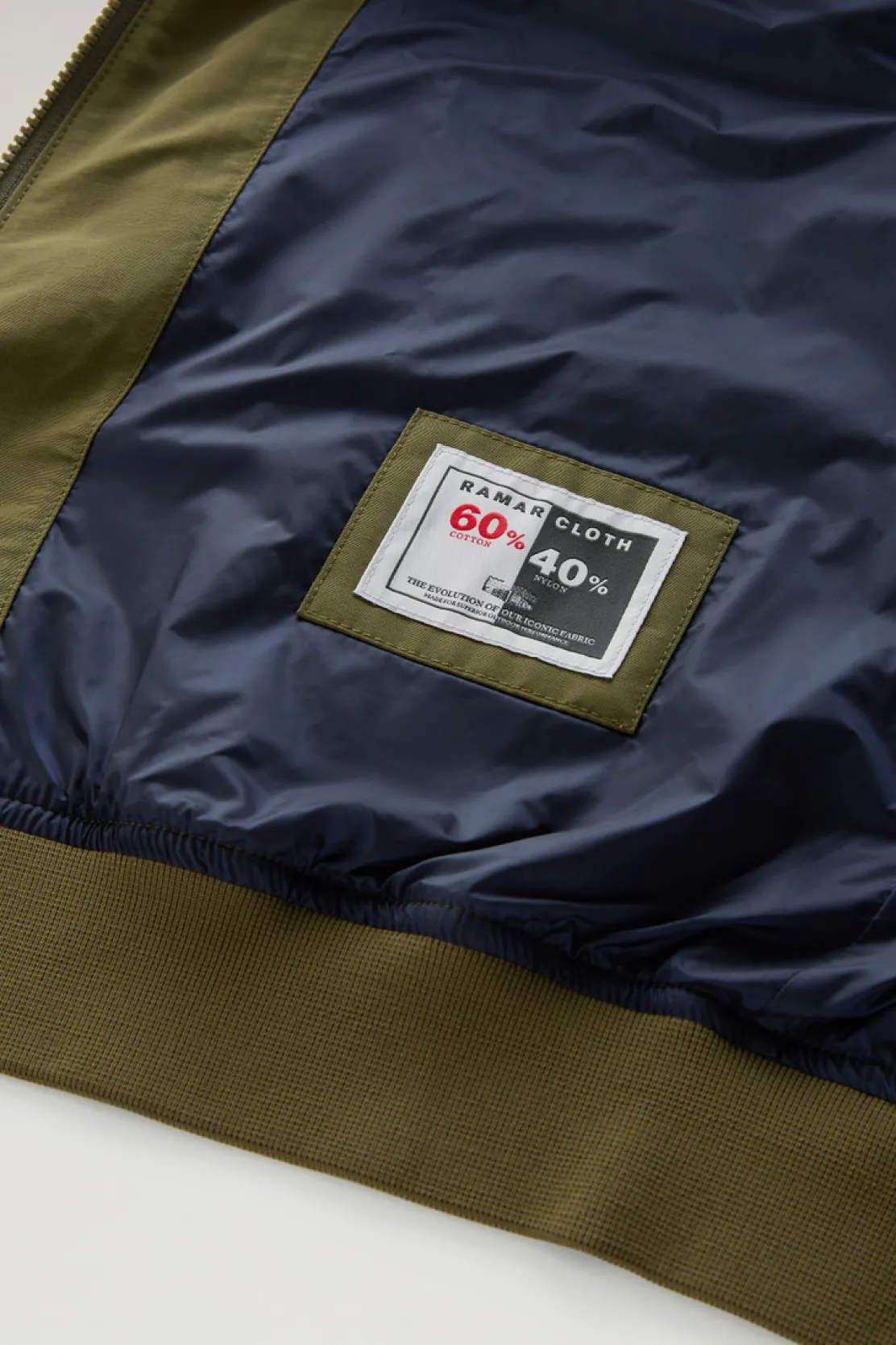 Bomber>Woolrich Bomber Cruiser In Ramar Cloth Con Collo Alto Lake Olive
