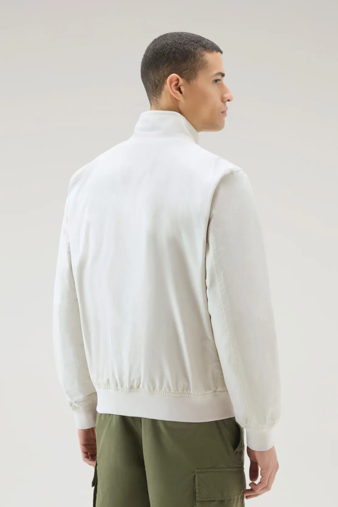 Bomber>Woolrich Bomber Cruiser In Ramar Cloth Con Collo Alto Stone