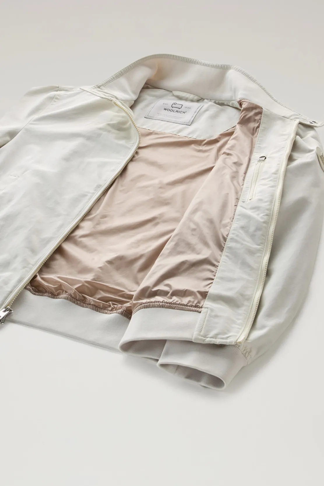 Bomber>Woolrich Bomber Cruiser In Ramar Cloth Con Collo Alto Stone