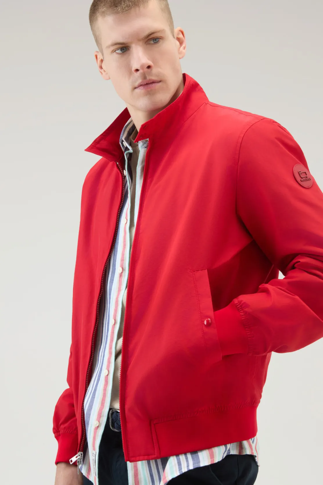 Bomber>Woolrich Bomber Cruiser In Ramar Cloth Con Collo Alto Sky Red