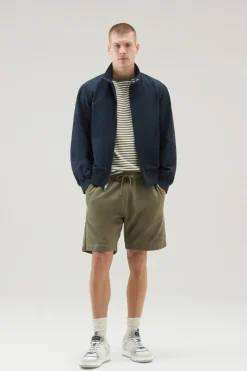 Bomber>Woolrich Bomber Cruiser In Ramar Cloth Con Collo Alto Melton Blue