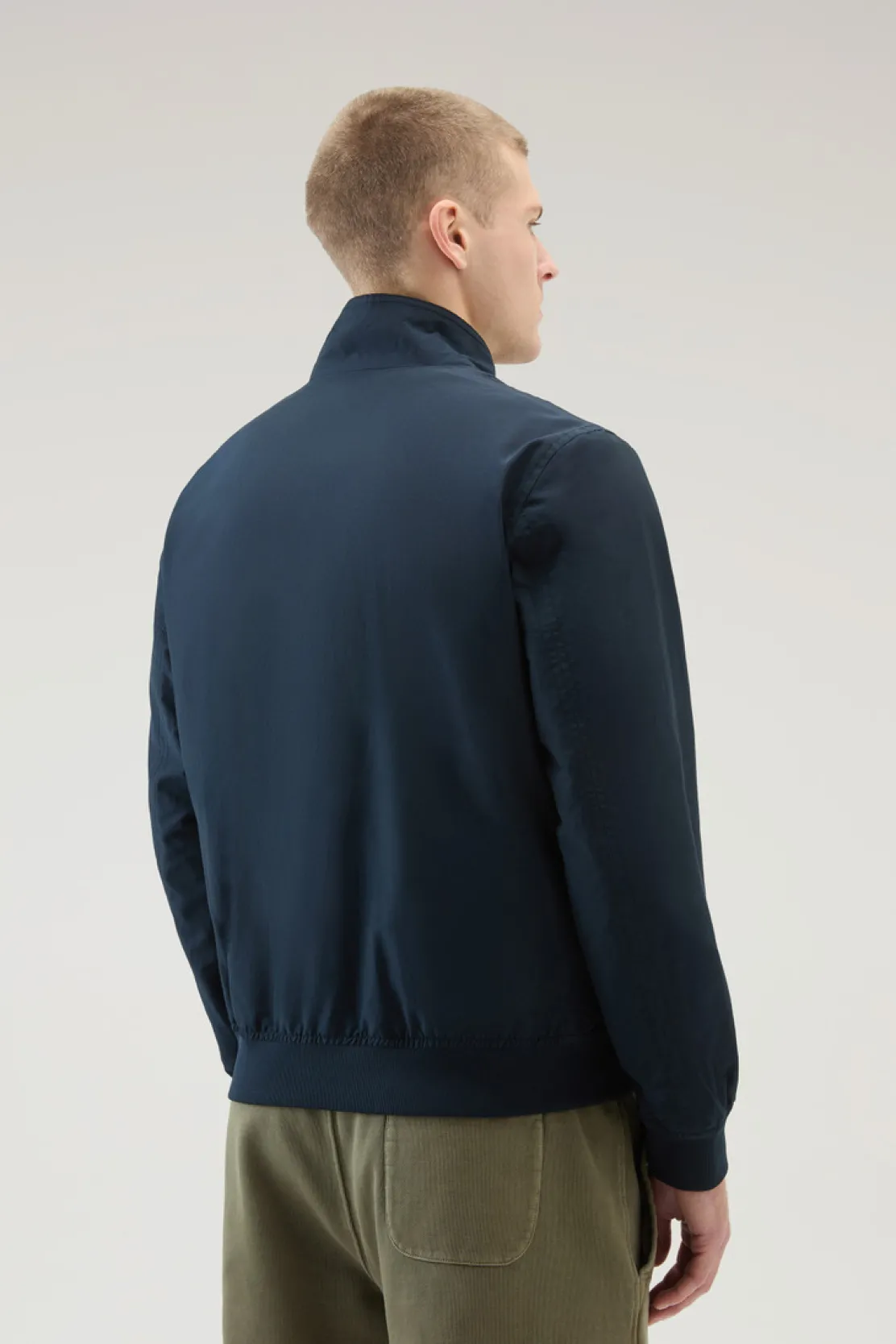 Bomber>Woolrich Bomber Cruiser In Ramar Cloth Con Collo Alto Melton Blue