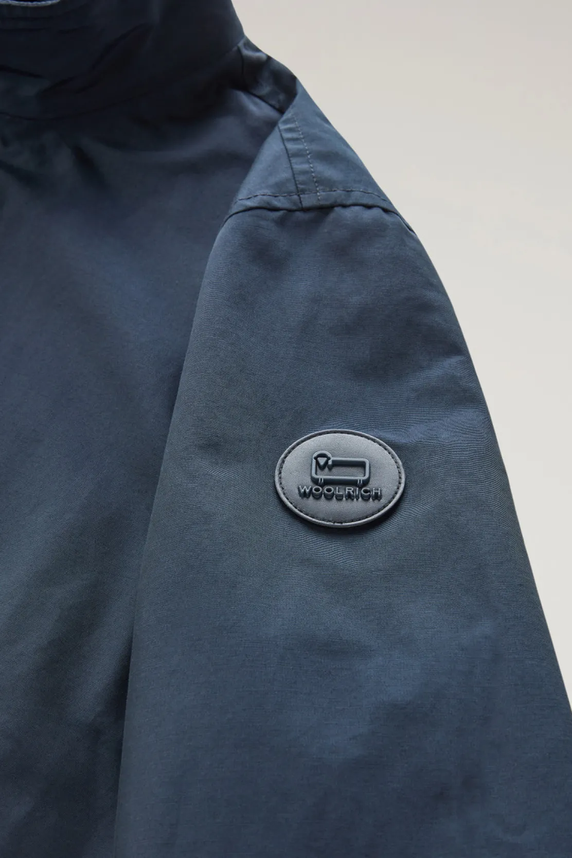 Bomber>Woolrich Bomber Cruiser In Ramar Cloth Con Collo Alto Melton Blue