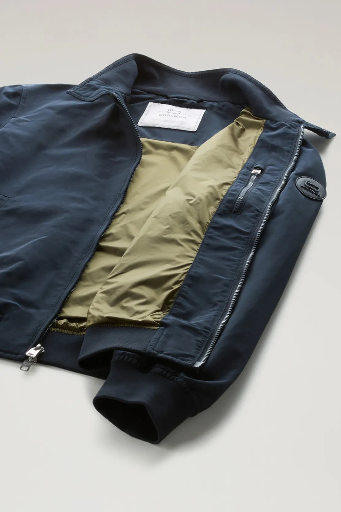 Bomber>Woolrich Bomber Cruiser In Ramar Cloth Con Collo Alto Melton Blue