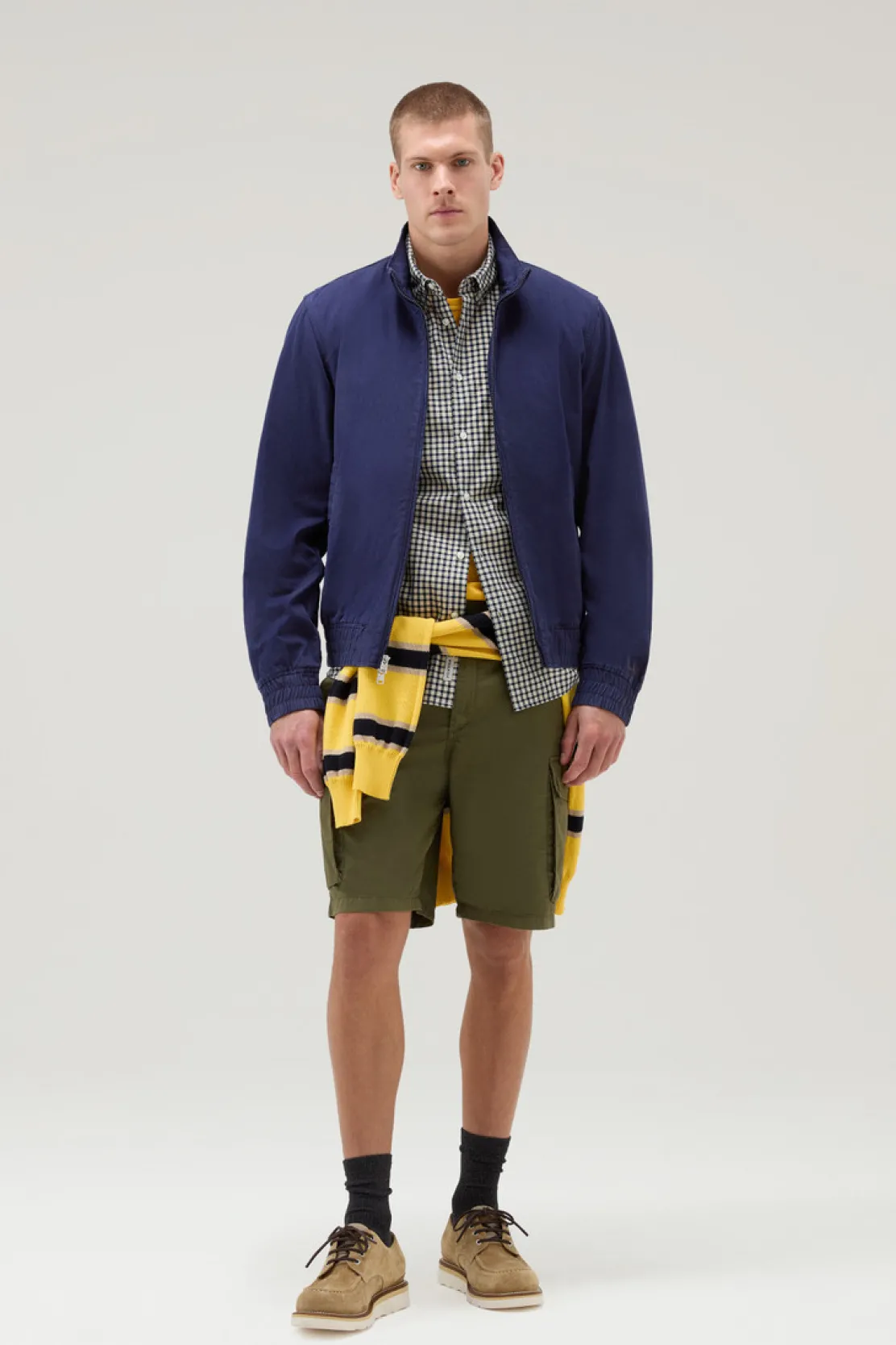 Bomber>Woolrich Bomber In Misto Cotone E Lino Maritime Blue