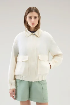 Bomber>Woolrich Bomber In Misto Lino Plaster White