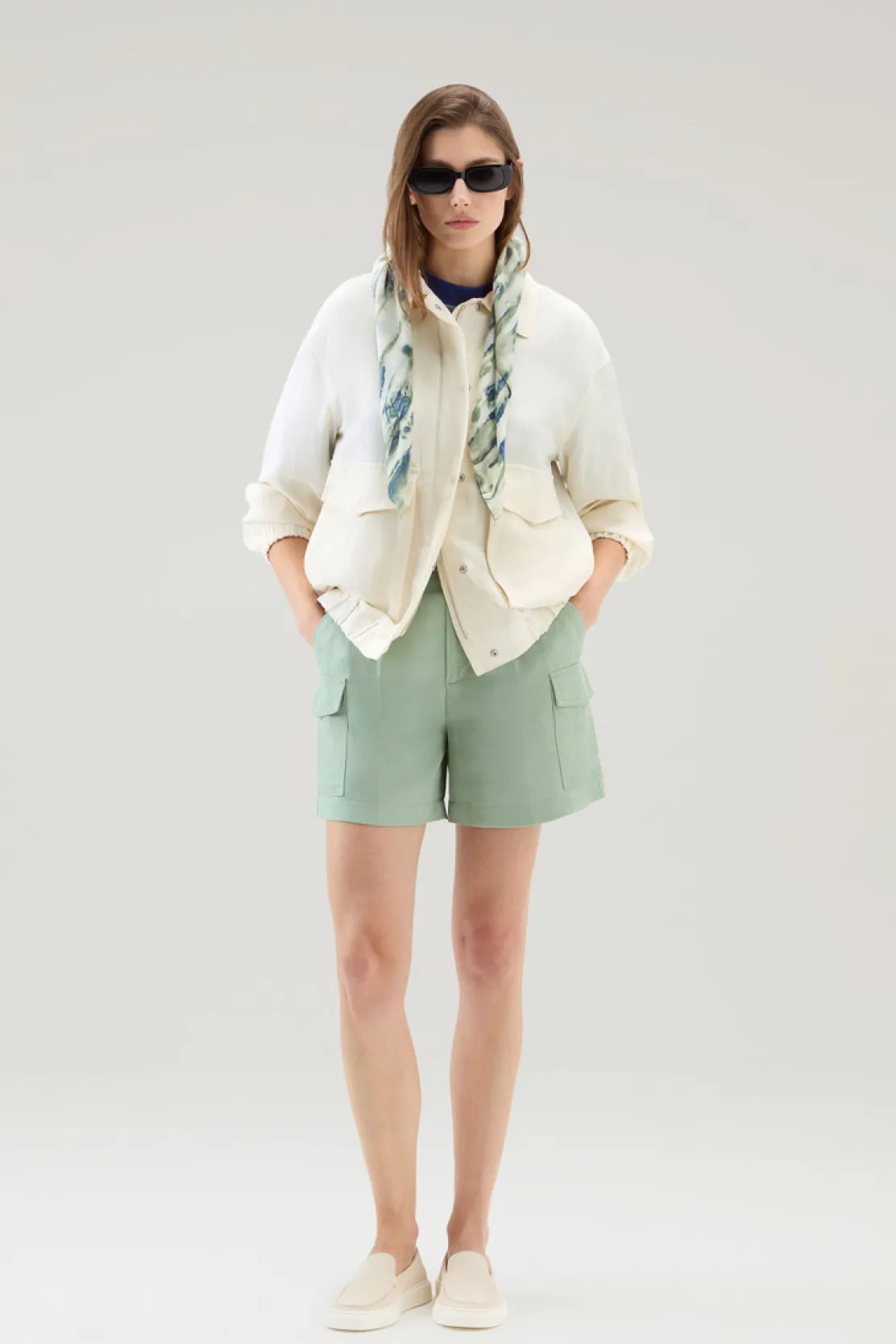 Bomber>Woolrich Bomber In Misto Lino Plaster White