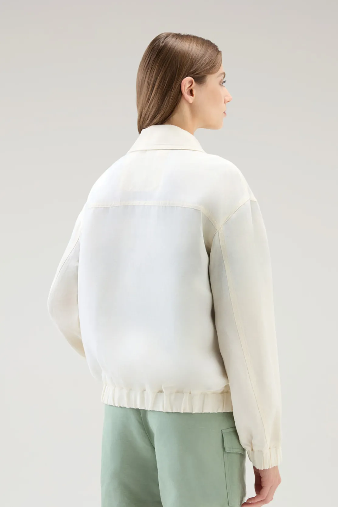 Bomber>Woolrich Bomber In Misto Lino Plaster White