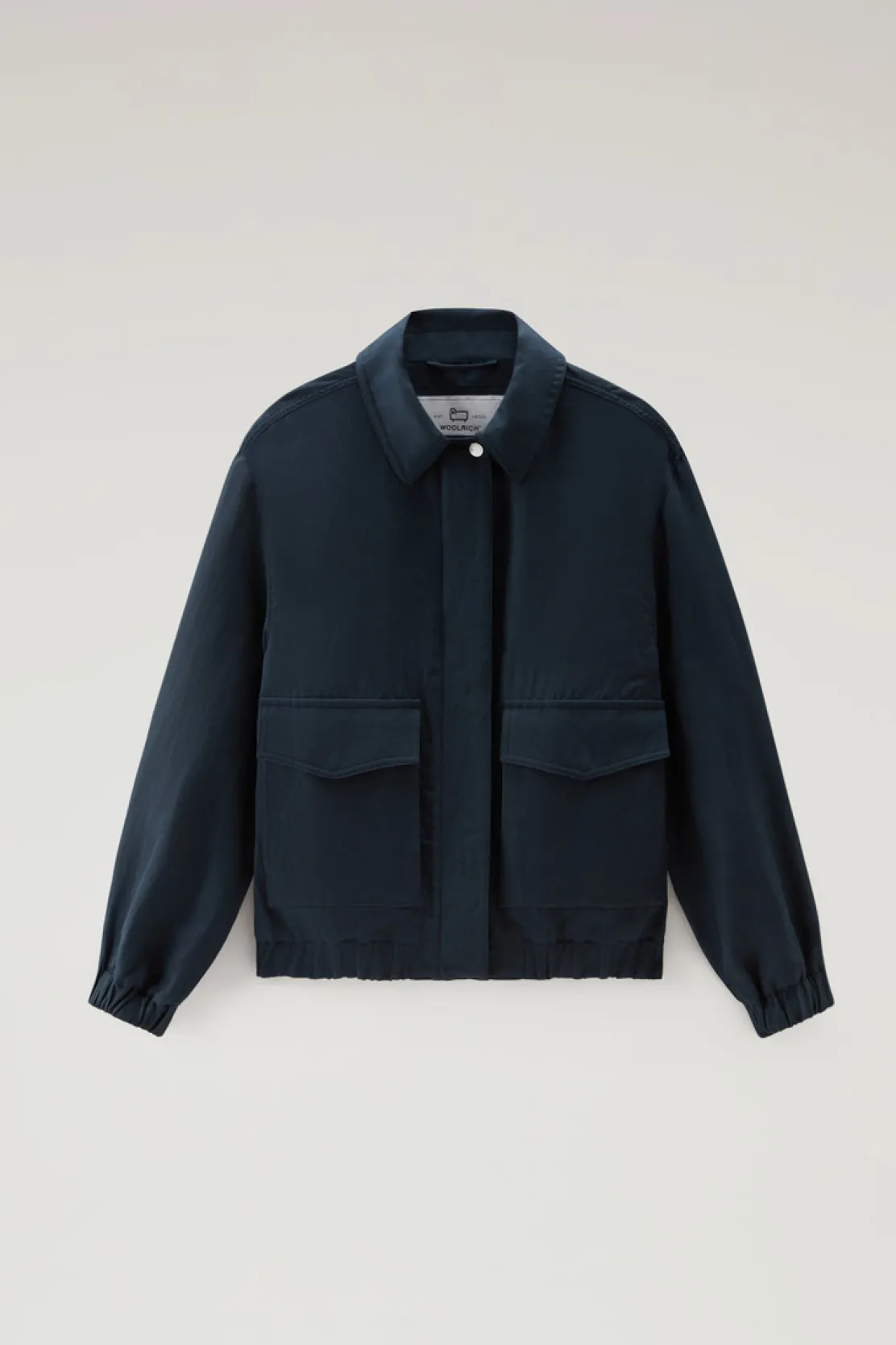 Bomber>Woolrich Bomber In Misto Lino Melton Blue