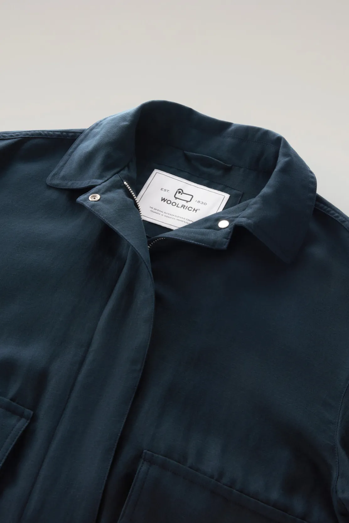 Bomber>Woolrich Bomber In Misto Lino Melton Blue