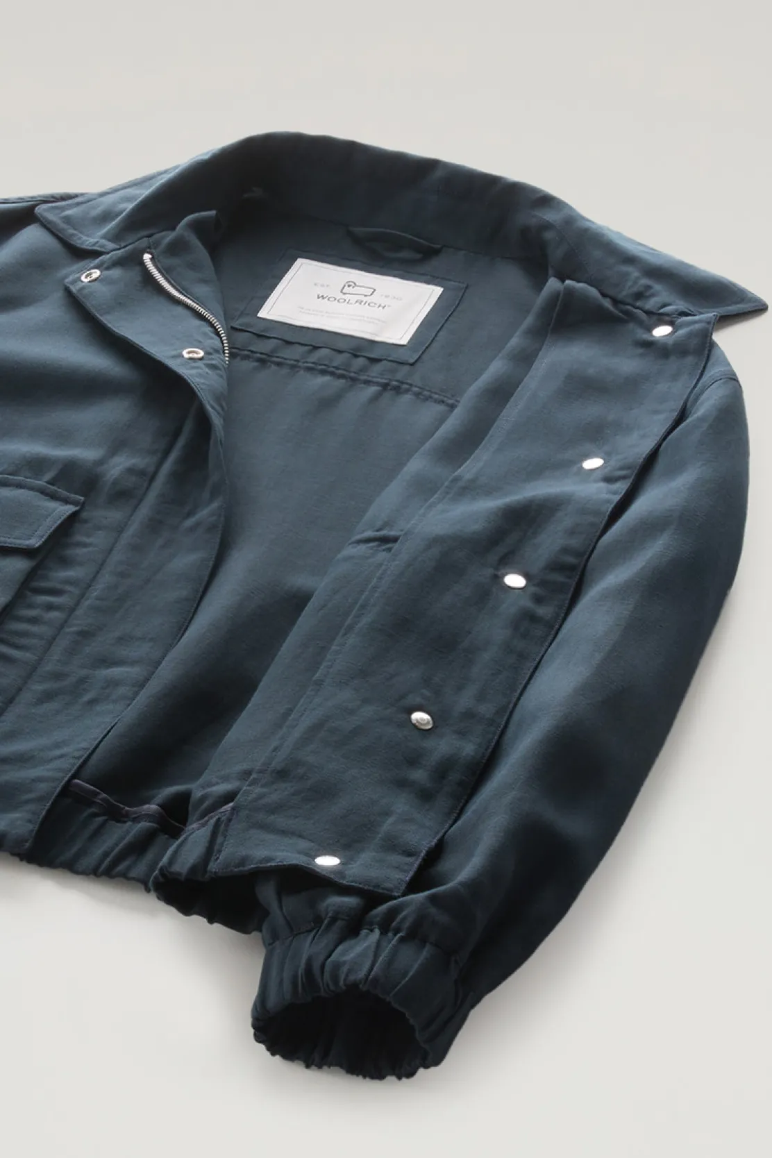 Bomber>Woolrich Bomber In Misto Lino Melton Blue