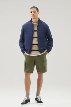 Bomber>Woolrich Bomber In Nylon Elasticizzato Con Finitura Opaca Maritime Blue