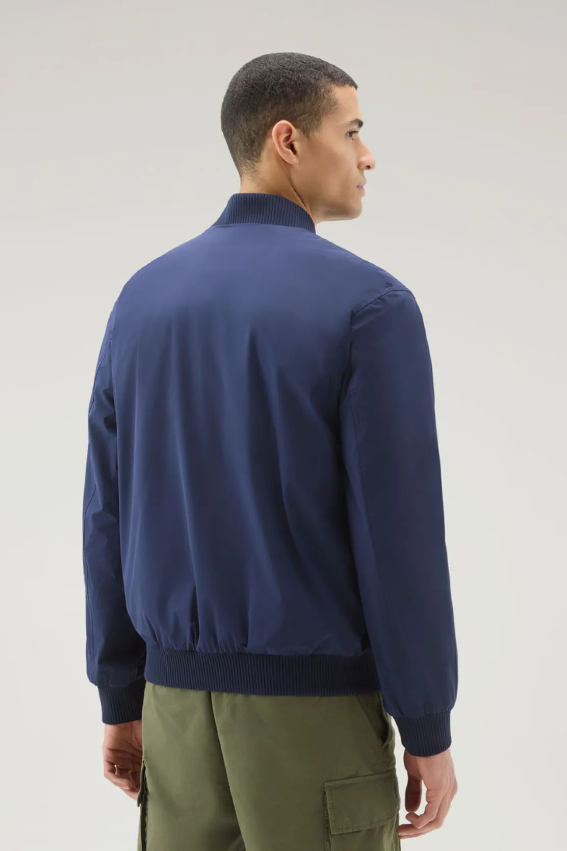 Bomber>Woolrich Bomber In Nylon Elasticizzato Con Finitura Opaca Maritime Blue