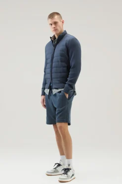 Bomber>Woolrich Bomber Sundance Ibrido In Microfibra E Maglia Di Cotone Melton Blue