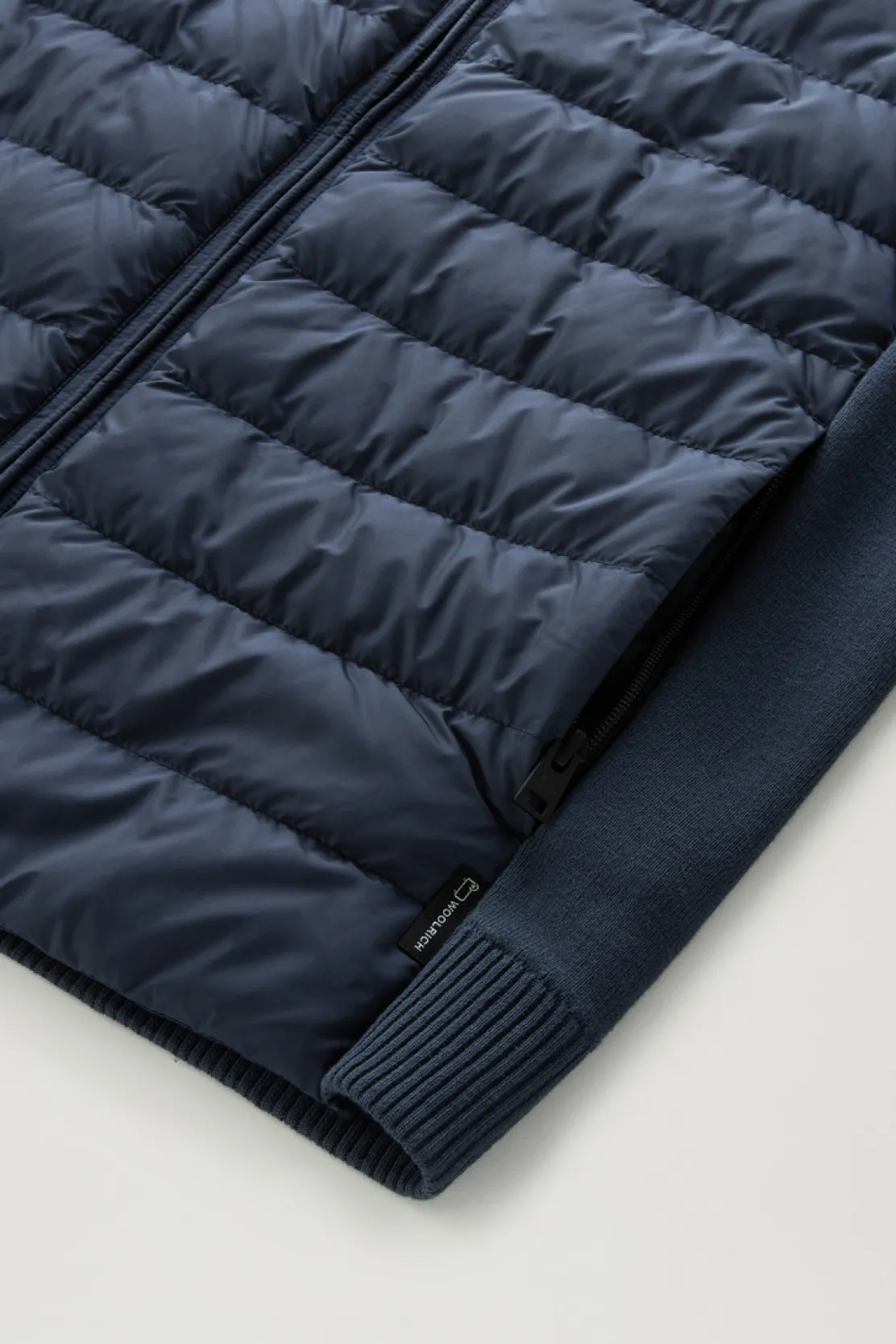 Bomber>Woolrich Bomber Sundance Ibrido In Microfibra E Maglia Di Cotone Melton Blue