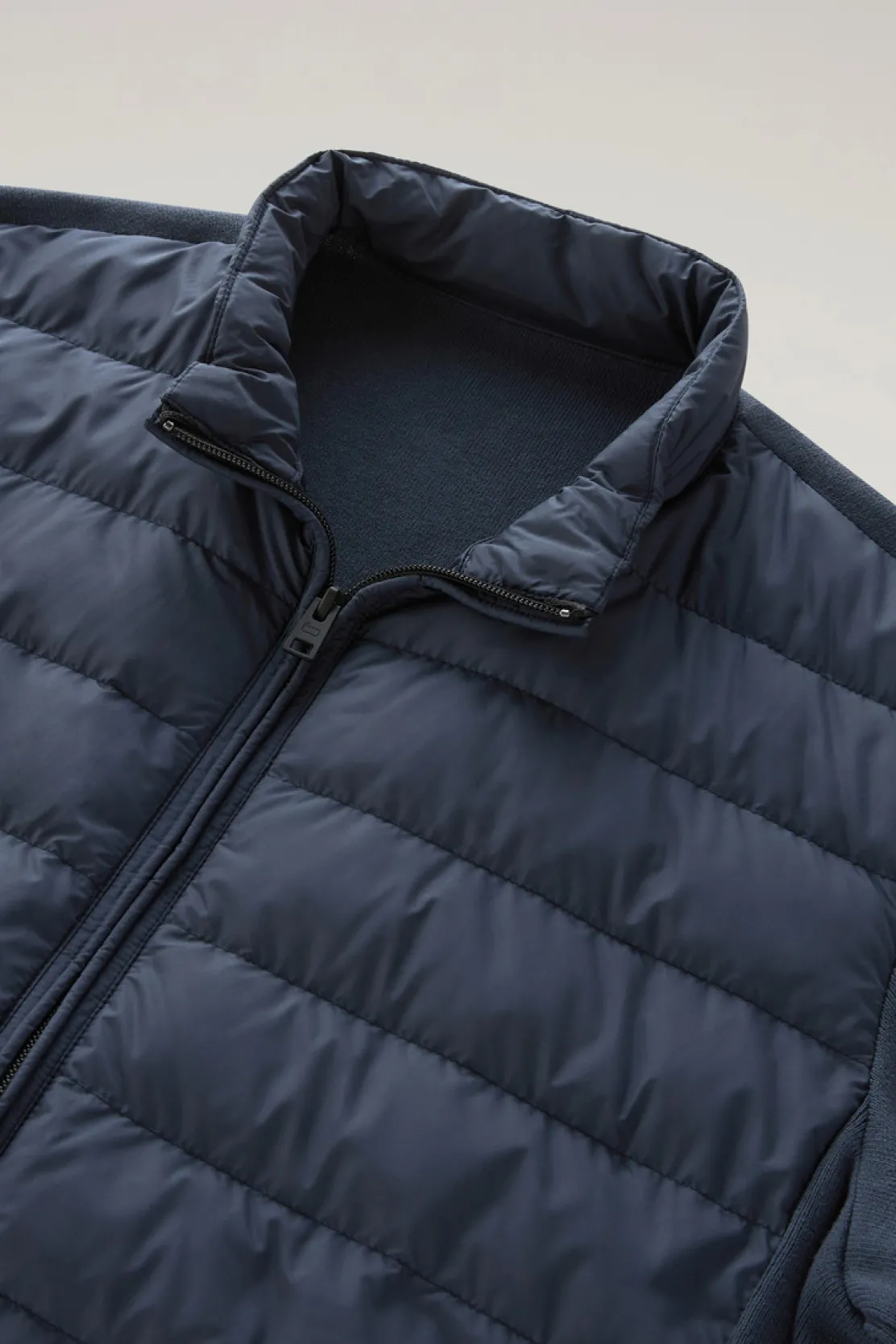 Bomber>Woolrich Bomber Sundance Ibrido In Microfibra E Maglia Di Cotone Melton Blue