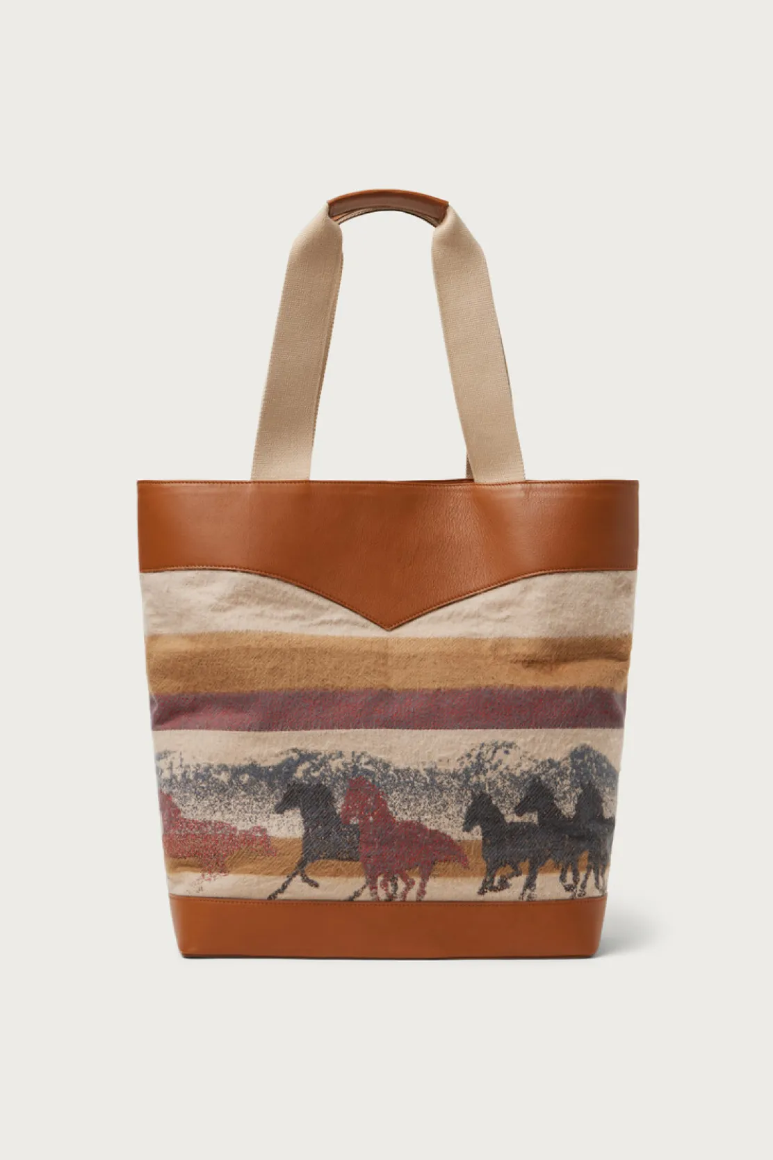 One Of These Days / Woolrich>Woolrich Borsa Tote In Puro Cotone Con Manici In Pelle - One Of These Days / Stripe Sand