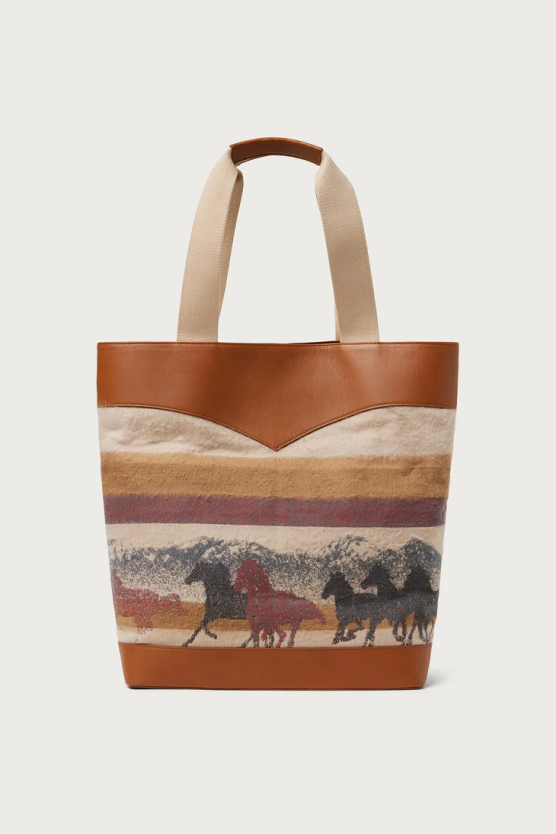 One Of These Days / Woolrich>Woolrich Borsa Tote In Puro Cotone Con Manici In Pelle - One Of These Days / Stripe Sand