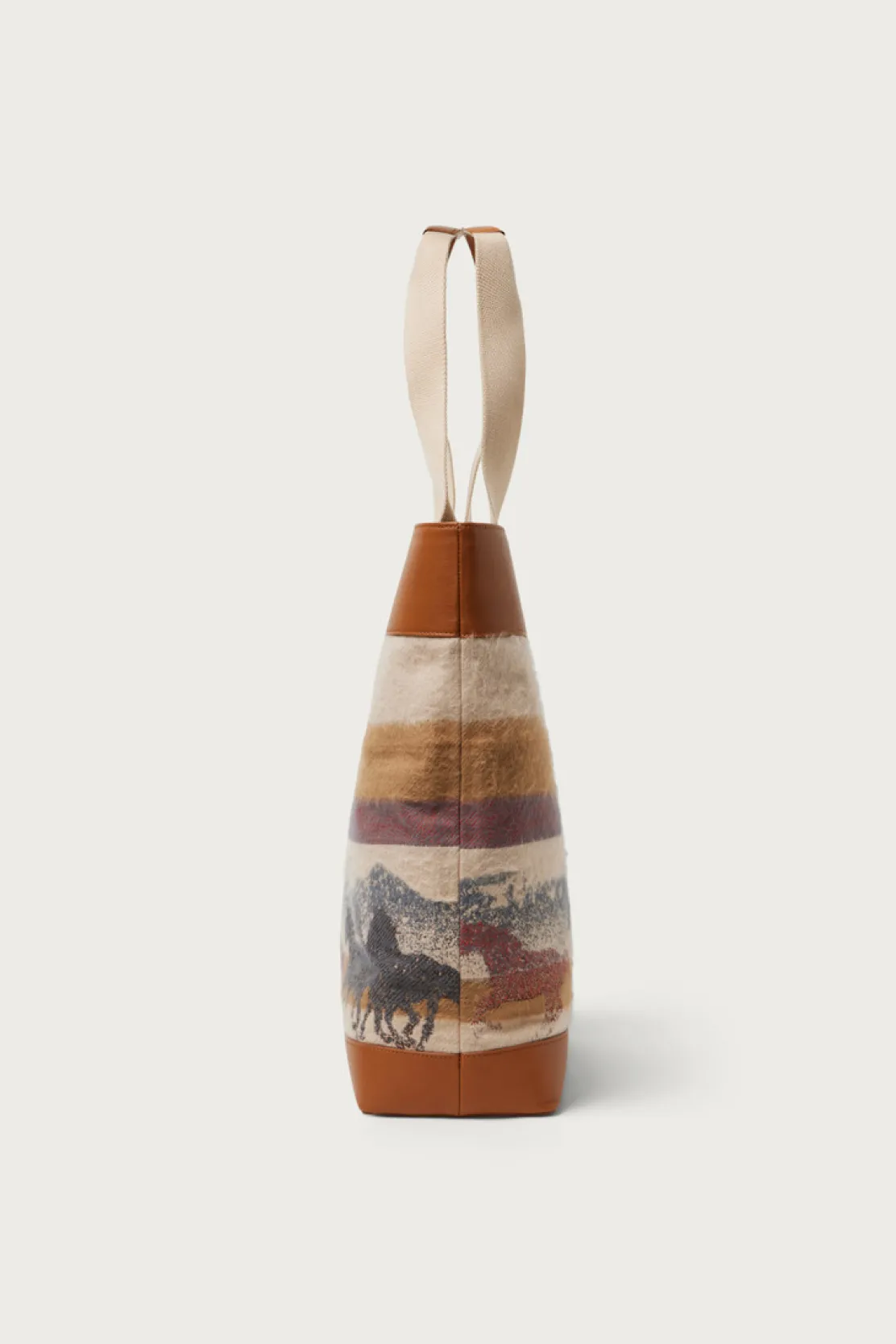 One Of These Days / Woolrich>Woolrich Borsa Tote In Puro Cotone Con Manici In Pelle - One Of These Days / Stripe Sand