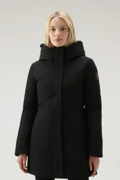 Parka>Woolrich Boulder Parka In Ramar Cloth Con Cappuccio E Collo Removibile In Pelliccia Sintetica Black