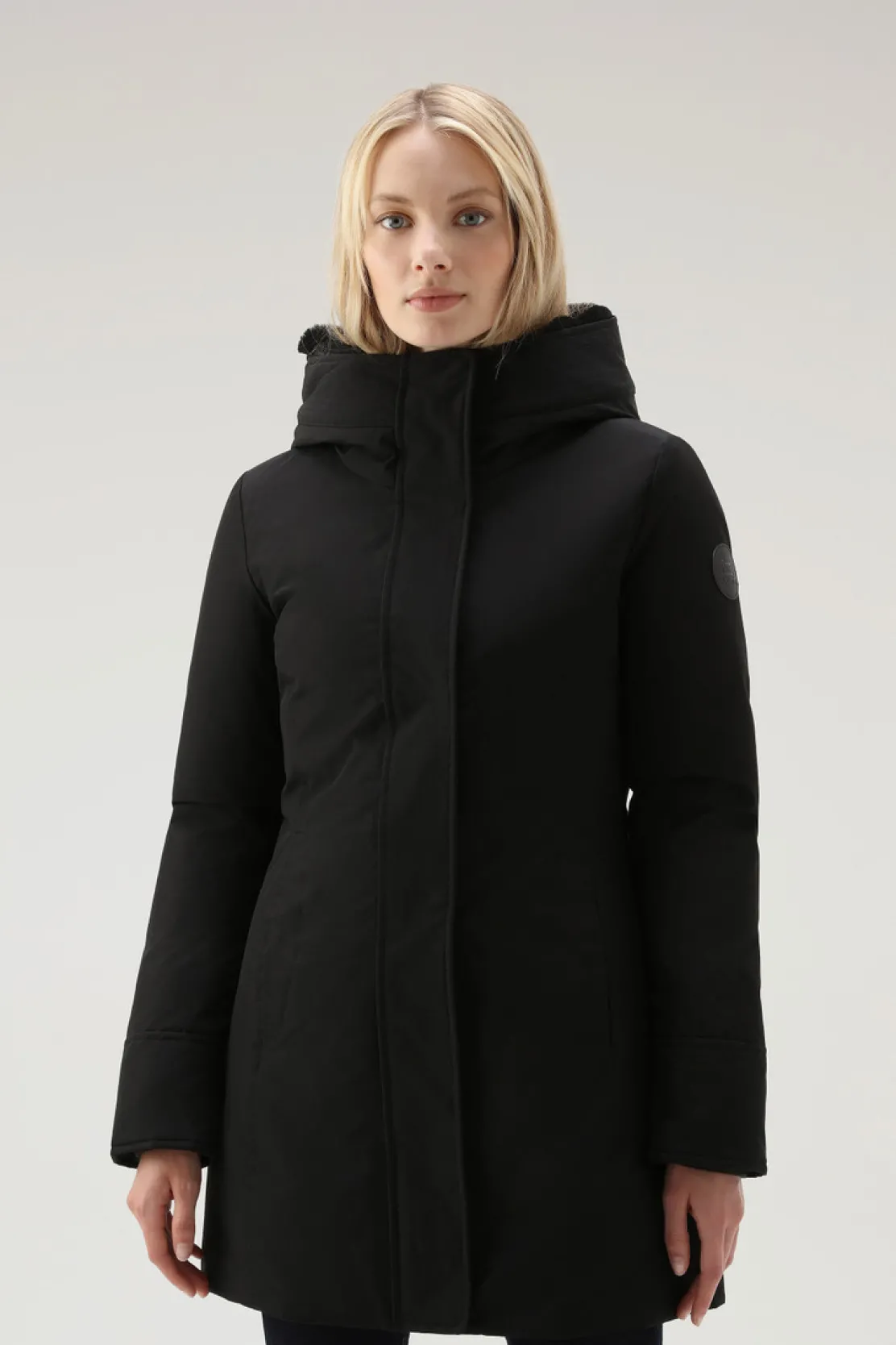 Parka>Woolrich Boulder Parka In Ramar Cloth Con Cappuccio E Collo Removibile In Pelliccia Sintetica Black