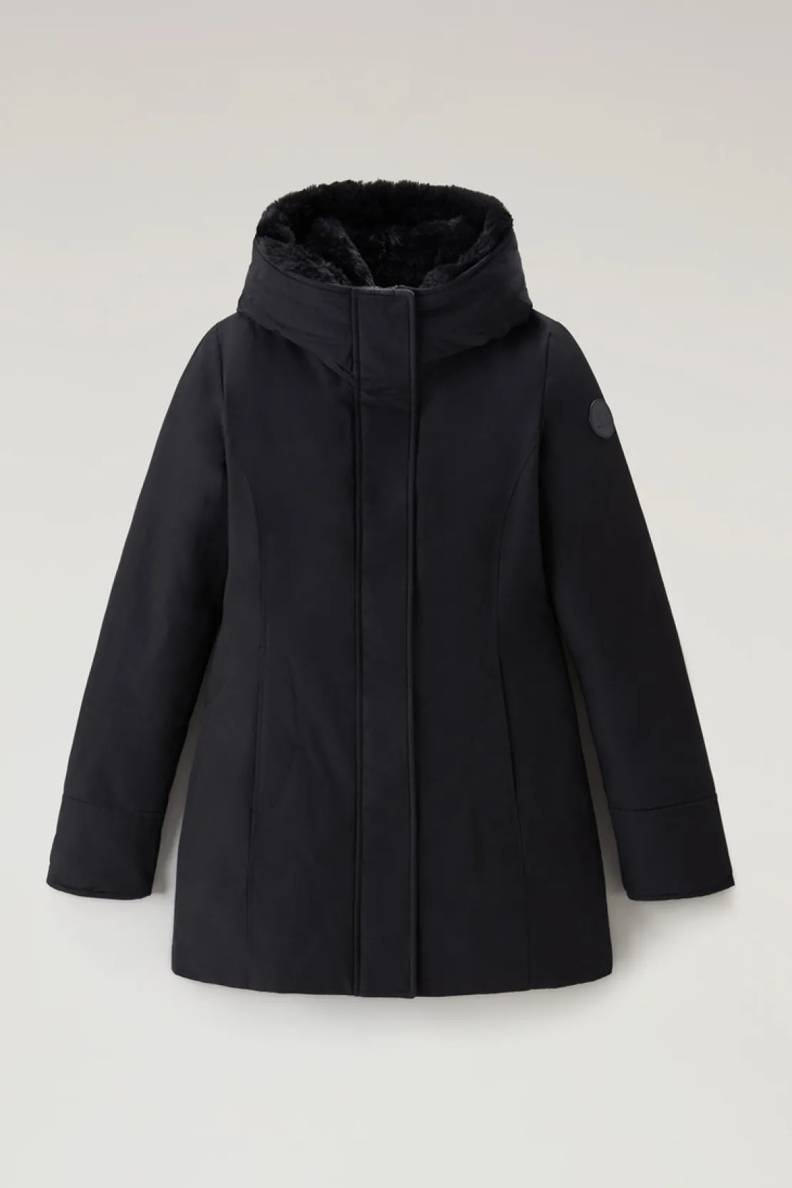 Parka>Woolrich Boulder Parka In Ramar Cloth Con Cappuccio E Collo Removibile In Pelliccia Sintetica Black