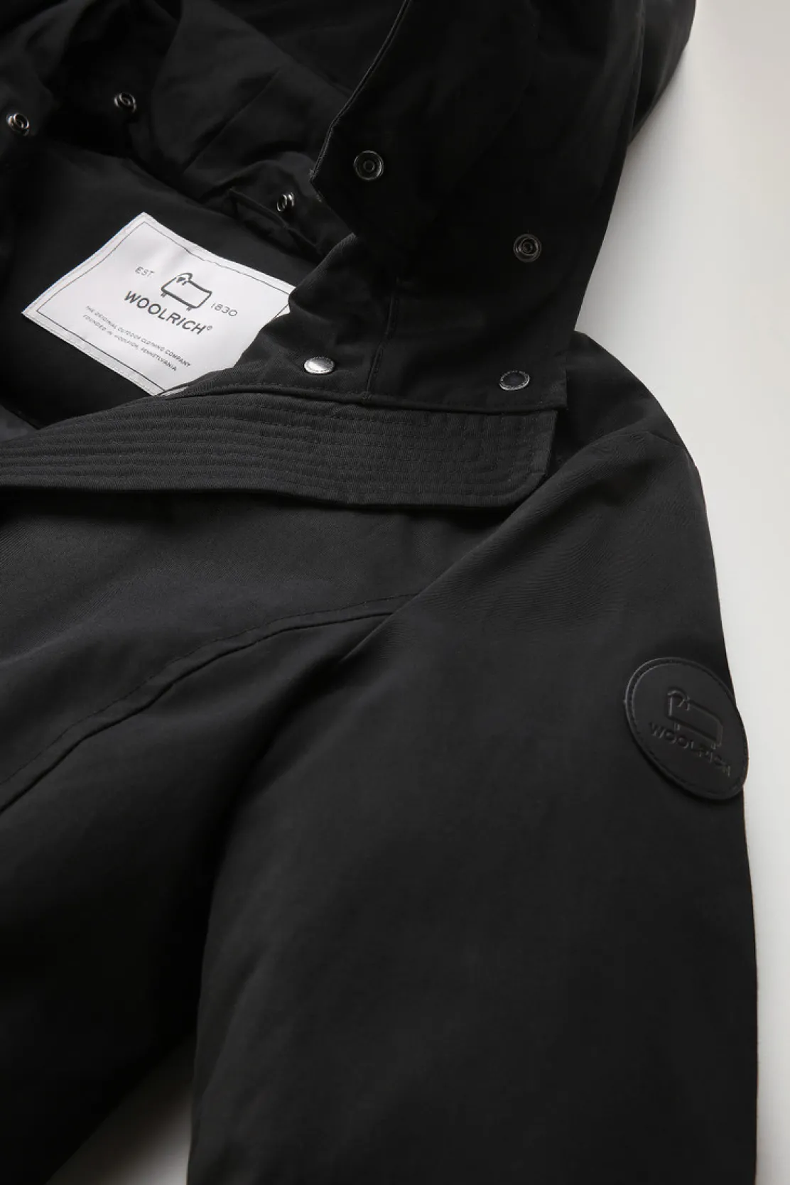 Parka>Woolrich Boulder Parka In Ramar Cloth Con Cappuccio E Collo Removibile In Pelliccia Sintetica Black