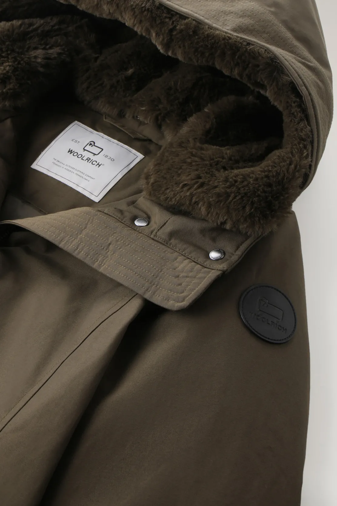 Parka>Woolrich Boulder Parka In Ramar Cloth Con Cappuccio E Collo Removibile In Pelliccia Sintetica Dark Green
