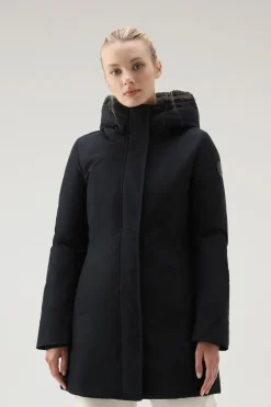 Parka>Woolrich Boulder Parka In Ramar Cloth Con Cappuccio E Collo Removibile In Pelliccia Sintetica Dark Navy