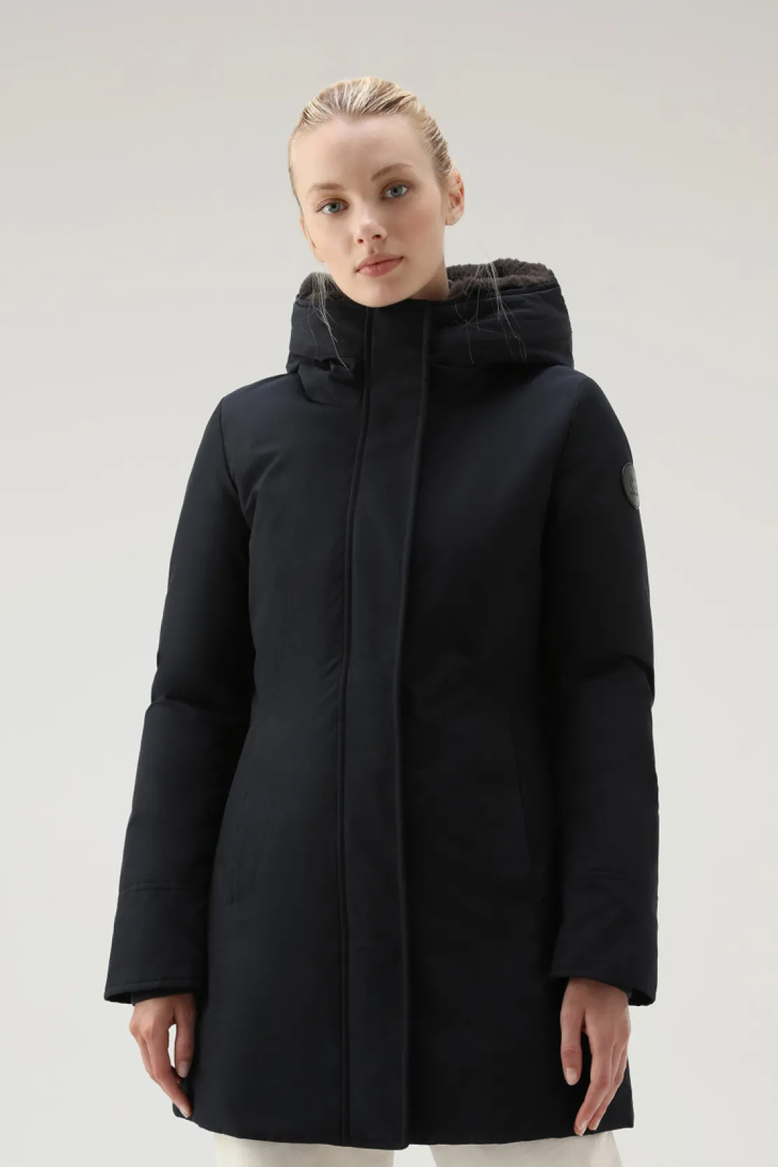 Parka>Woolrich Boulder Parka In Ramar Cloth Con Cappuccio E Collo Removibile In Pelliccia Sintetica Dark Navy