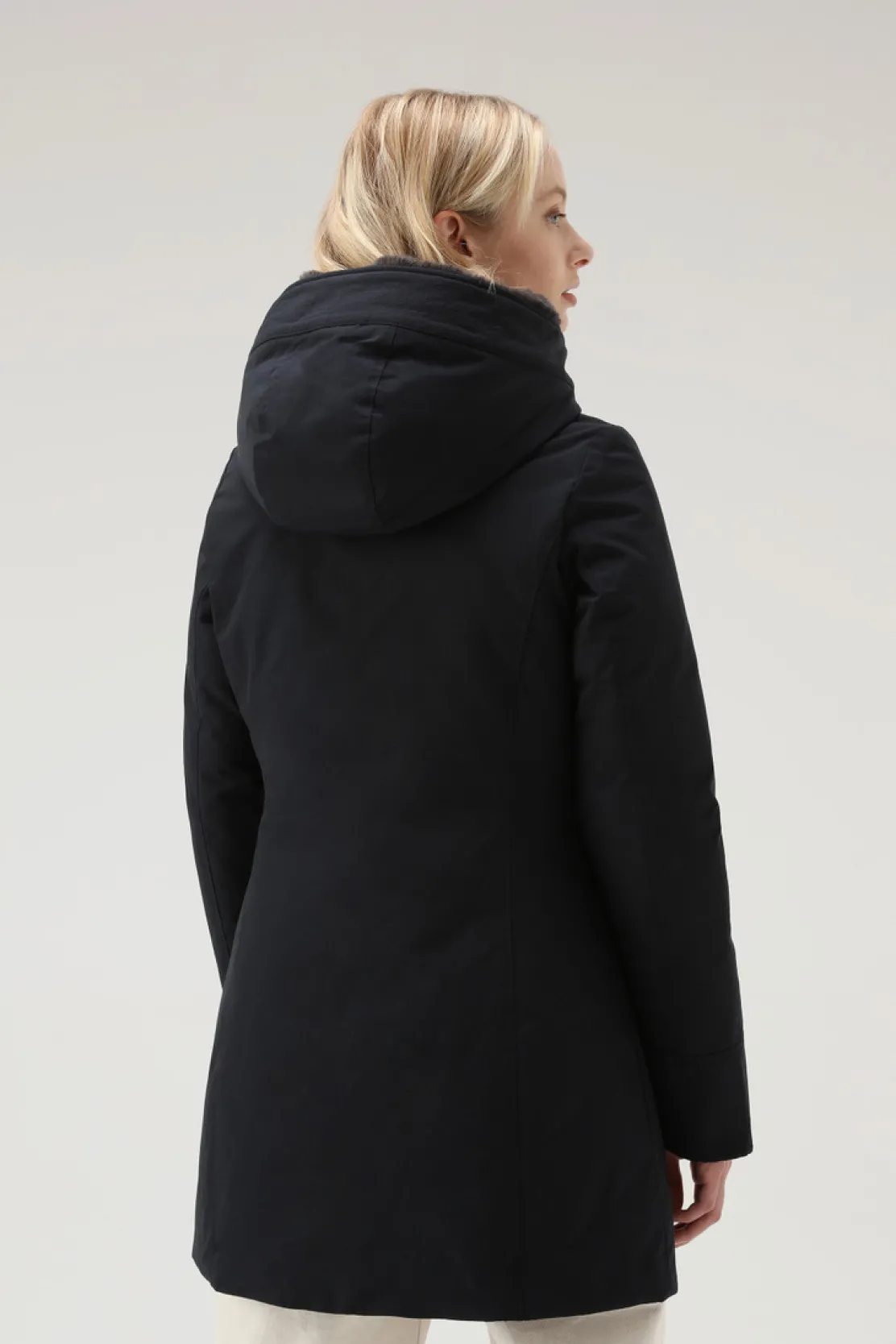Parka>Woolrich Boulder Parka In Ramar Cloth Con Cappuccio E Collo Removibile In Pelliccia Sintetica Dark Navy